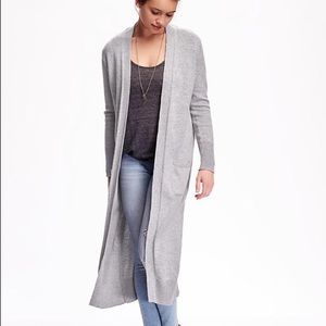 Gray Super Long Cardigan